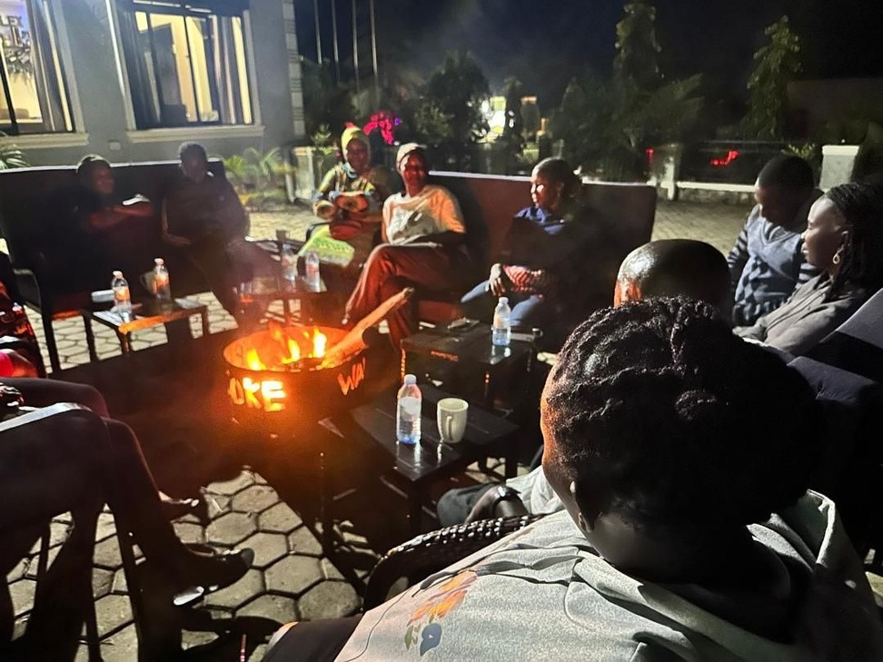 A fireside chat at the Leveraging Policy Briefs for Professional Development and Sustainable Development Goals Workshop  <br />
Kacoke Madit Hotel and Cultural Centre, Gulu City.  <br />
